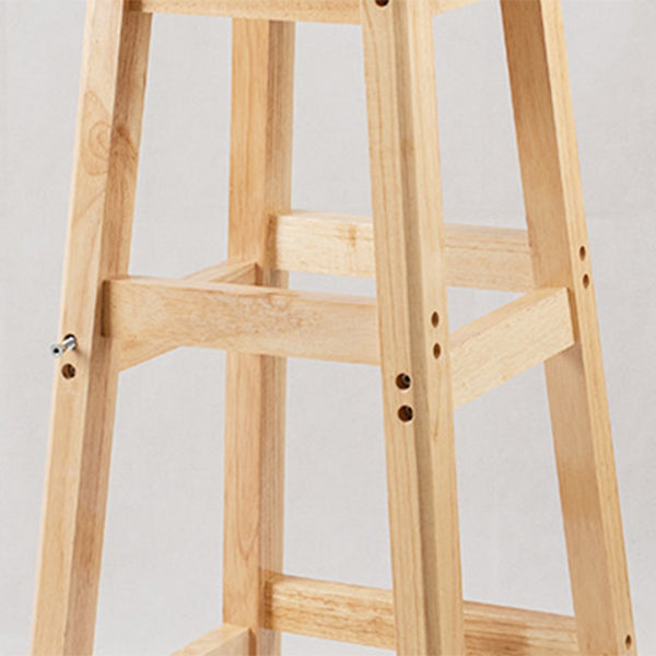 Contemporary Backless Square Seat Indoor Solid Wood Bar Stool