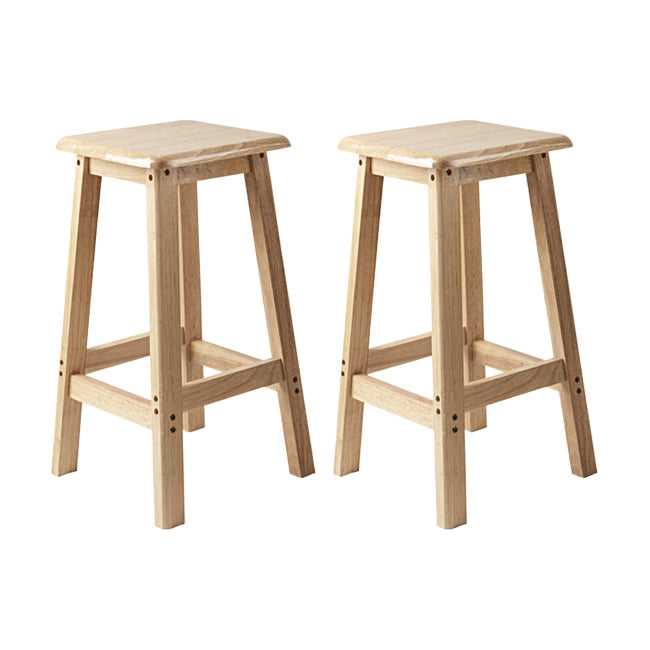 Contemporary Backless Square Seat Indoor Solid Wood Bar Stool