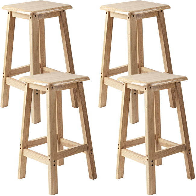 Contemporary Backless Square Seat Indoor Solid Wood Bar Stool