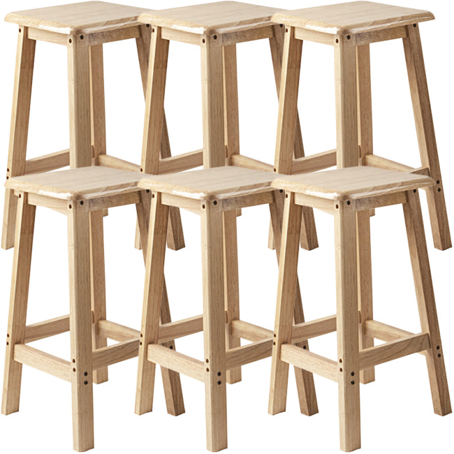 Contemporary Backless Square Seat Indoor Solid Wood Bar Stool