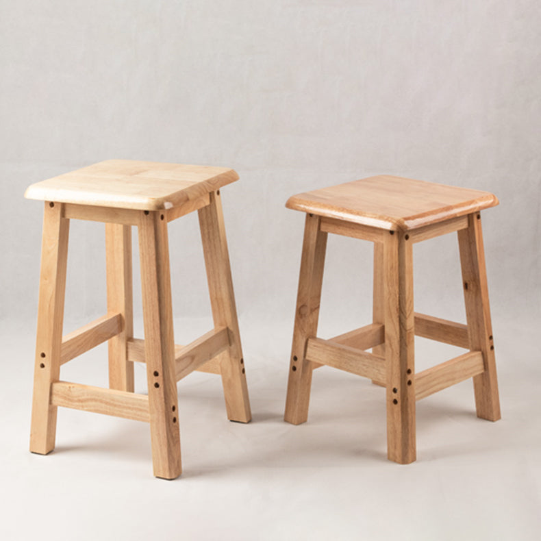 Contemporary Backless Square Seat Indoor Solid Wood Bar Stool