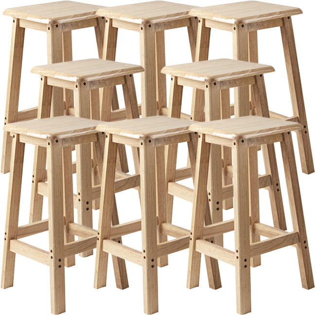 Contemporary Backless Square Seat Indoor Solid Wood Bar Stool