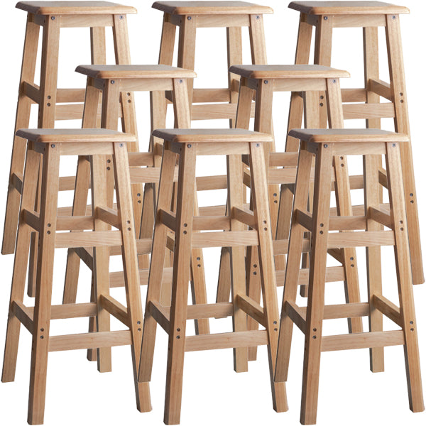 Contemporary Backless Square Seat Indoor Solid Wood Bar Stool