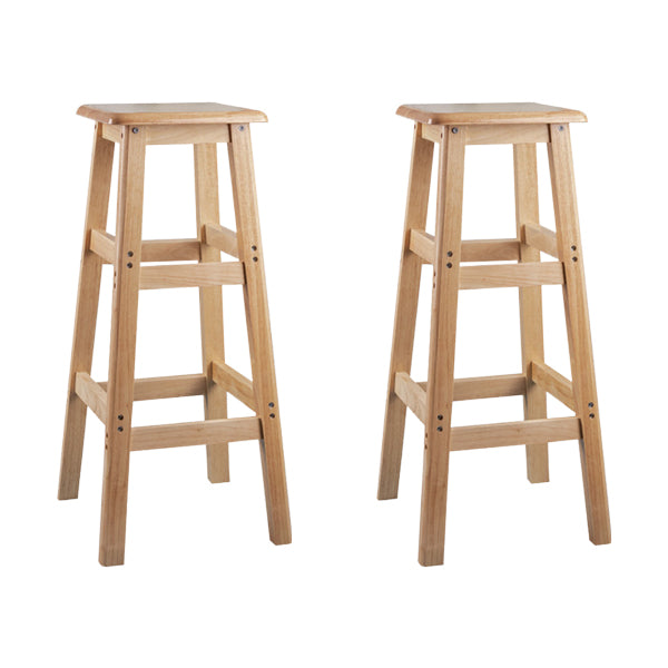 Contemporary Backless Square Seat Indoor Solid Wood Bar Stool