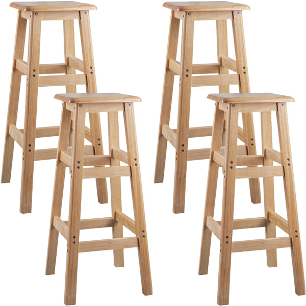 Contemporary Backless Square Seat Indoor Solid Wood Bar Stool
