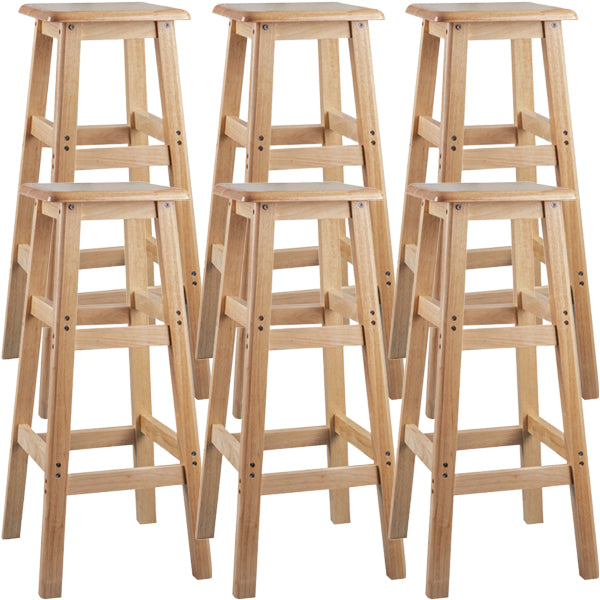 Contemporary Backless Square Seat Indoor Solid Wood Bar Stool