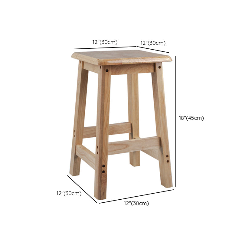 Contemporary Backless Square Seat Indoor Solid Wood Bar Stool