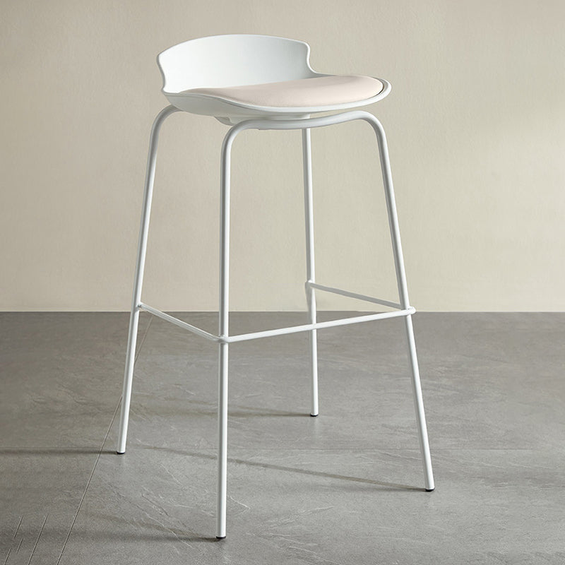 Contemporary Metal Frame Bar Stool White Plastic Bucket Seat for Living Room