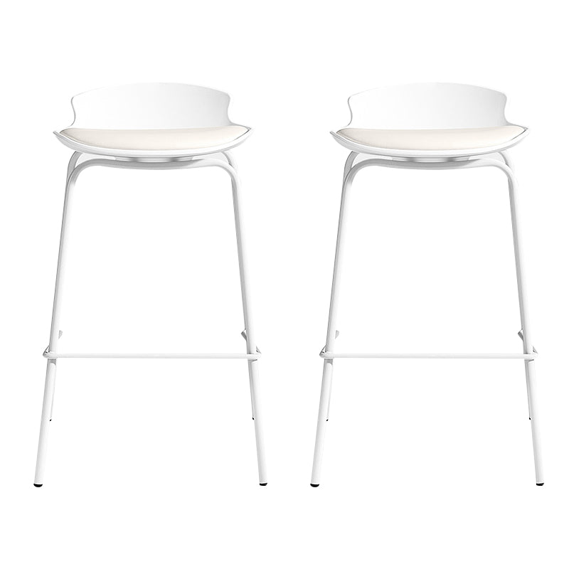 Contemporary Metal Frame Bar Stool White Plastic Bucket Seat for Living Room