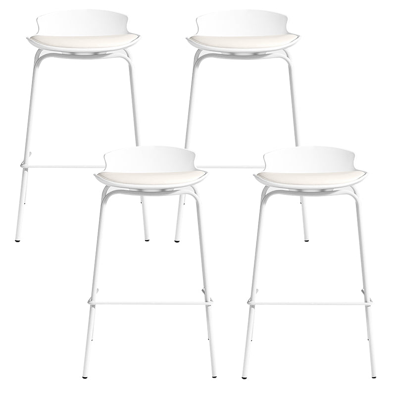Contemporary Metal Frame Bar Stool White Plastic Bucket Seat for Living Room