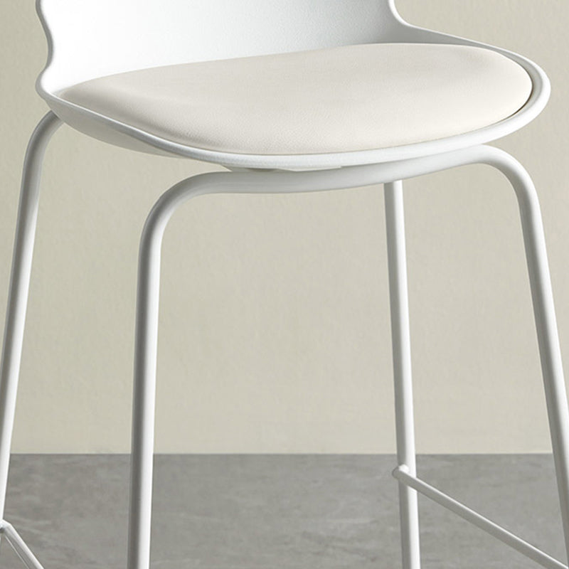 Contemporary Metal Frame Bar Stool White Plastic Bucket Seat for Living Room