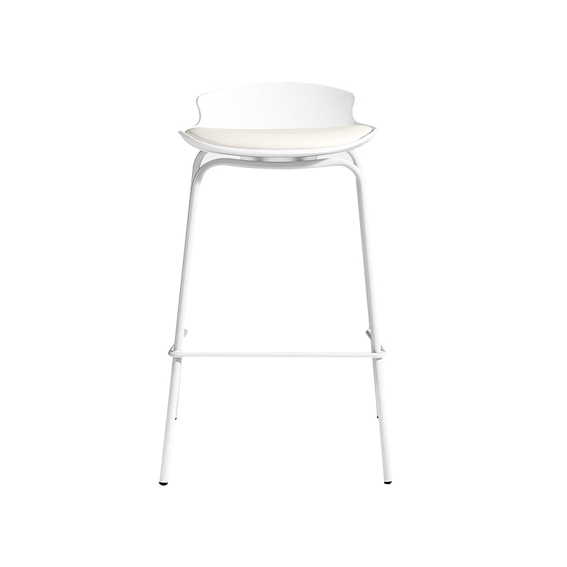 Contemporary Metal Frame Bar Stool White Plastic Bucket Seat for Living Room