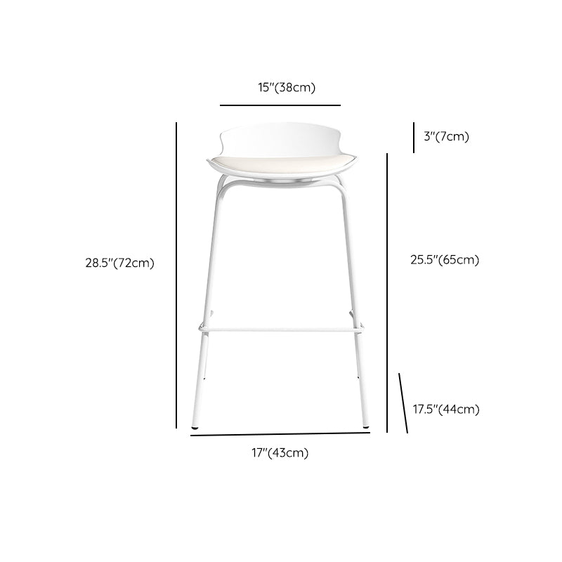 Contemporary Metal Frame Bar Stool White Plastic Bucket Seat for Living Room