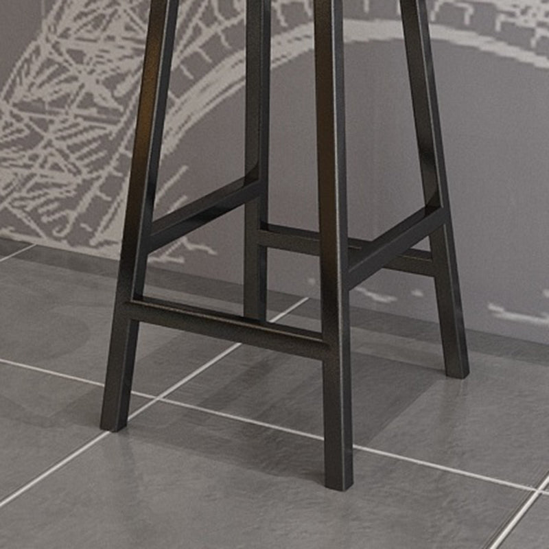 Backless Solid Wood Bar Stool Contemporary Natural Stool with Metal Legs