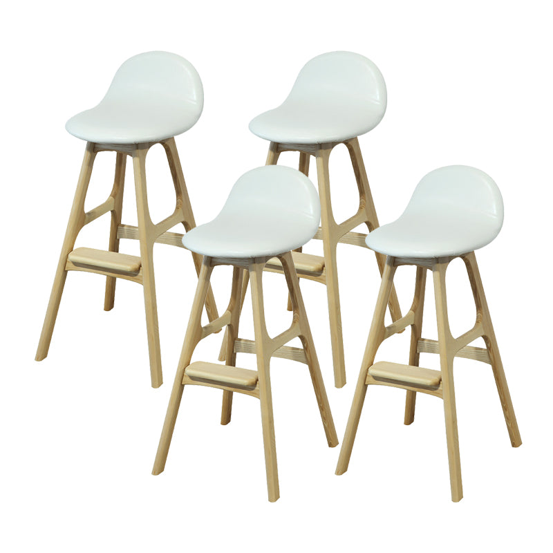Low Back Upholstered Bar Stool Indoor Scandinavian Solid Wood Frame Bar Stool