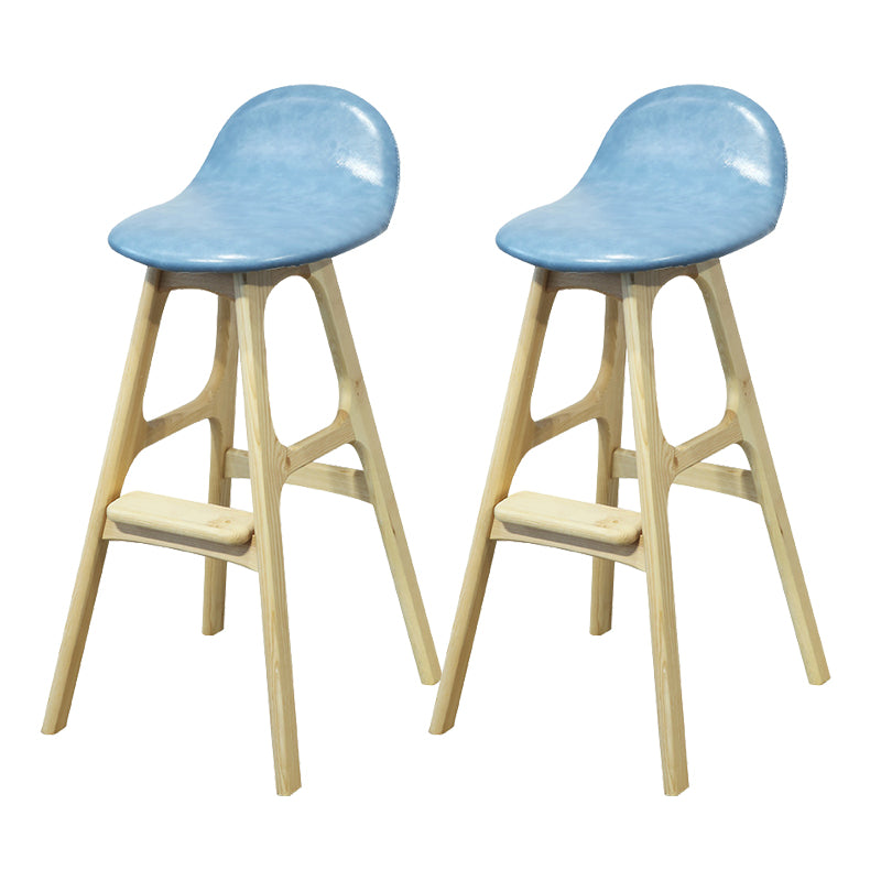 Low Back Upholstered Bar Stool Indoor Scandinavian Solid Wood Frame Bar Stool