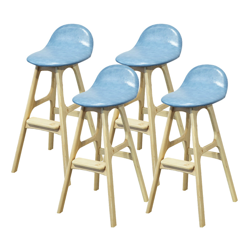 Low Back Upholstered Bar Stool Indoor Scandinavian Solid Wood Frame Bar Stool