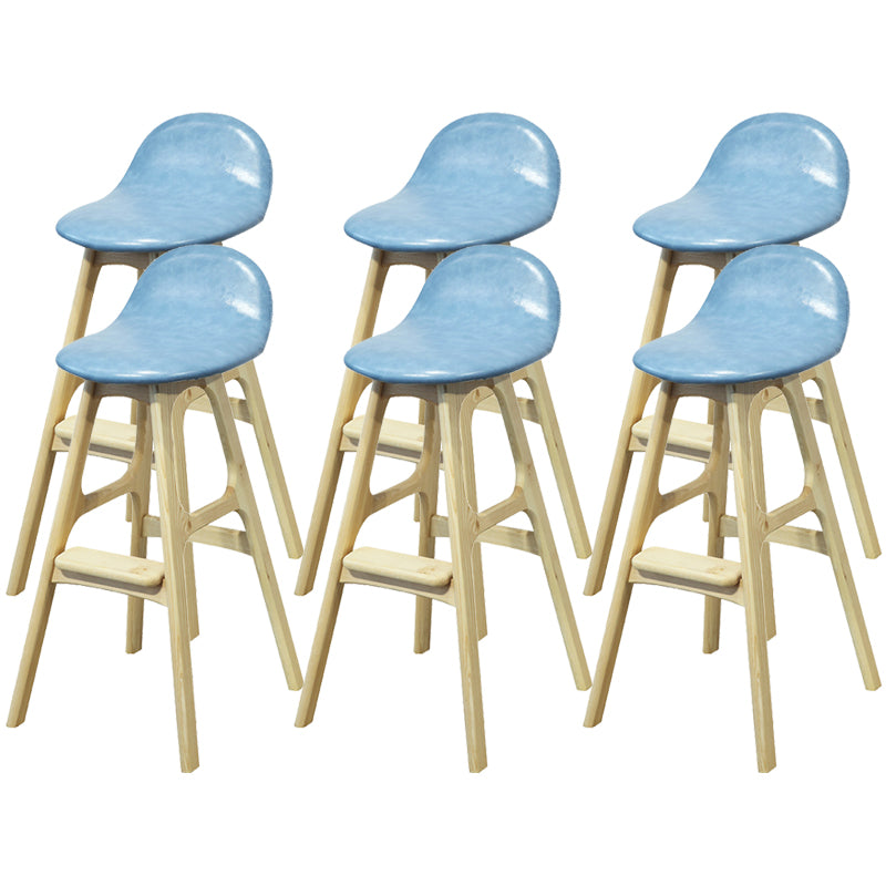 Low Back Upholstered Bar Stool Indoor Scandinavian Solid Wood Frame Bar Stool