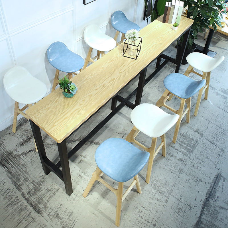 Low Back Upholstered Bar Stool Indoor Scandinavian Solid Wood Frame Bar Stool