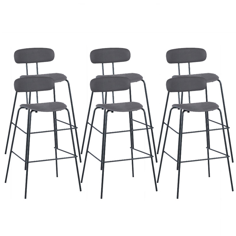 Modern Backrest Armless Counter Stool Leather Upholstered Bar Stool with Metal Base