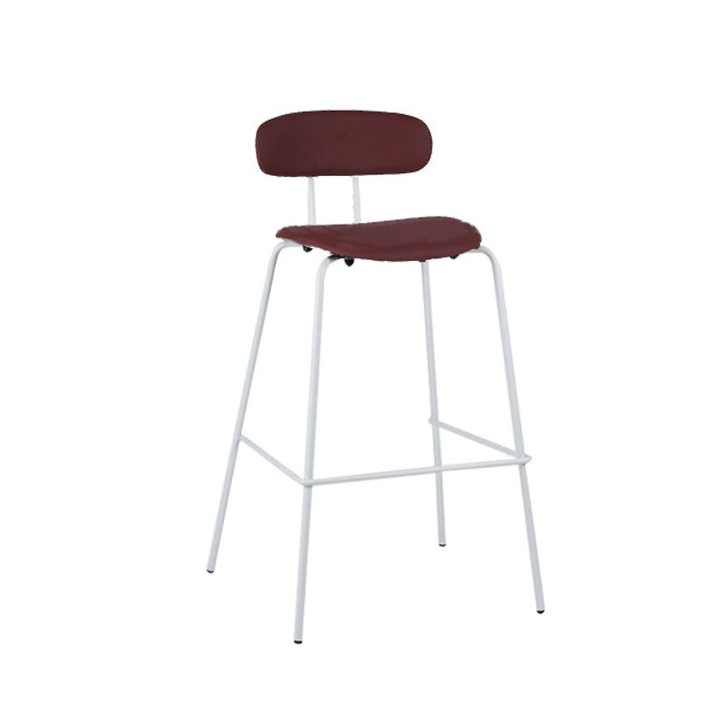 Modern Backrest Armless Counter Stool Leather Upholstered Bar Stool with Metal Base