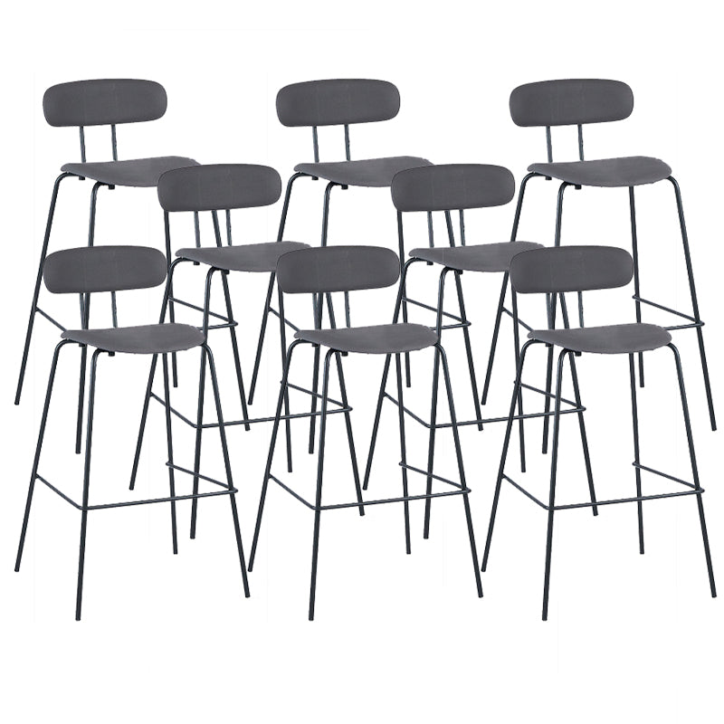 Modern Backrest Armless Counter Stool Leather Upholstered Bar Stool with Metal Base