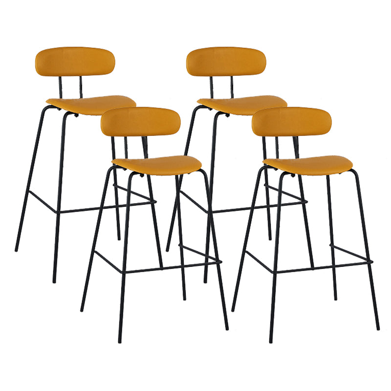 Modern Backrest Armless Counter Stool Leather Upholstered Bar Stool with Metal Base