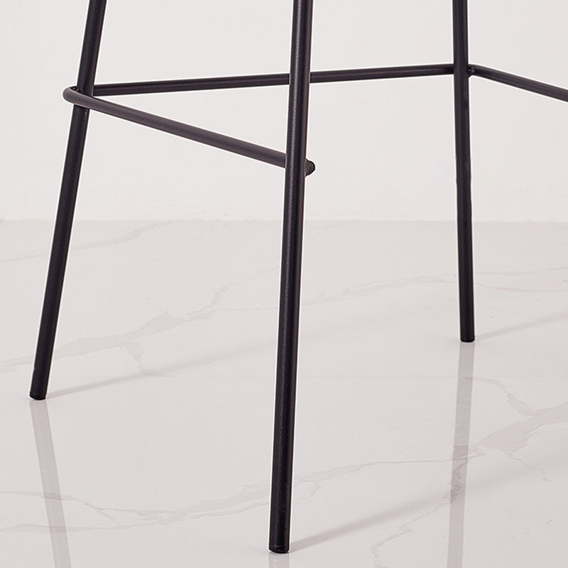 Modern Backrest Armless Counter Stool Leather Upholstered Bar Stool with Metal Base