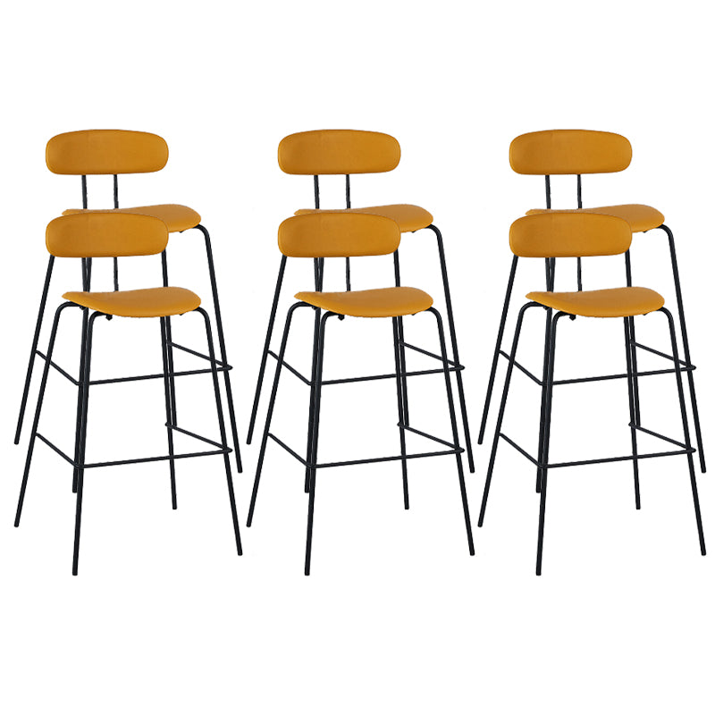 Modern Backrest Armless Counter Stool Leather Upholstered Bar Stool with Metal Base