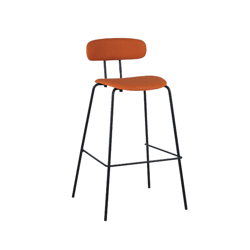 Modern Backrest Armless Counter Stool Leather Upholstered Bar Stool with Metal Base