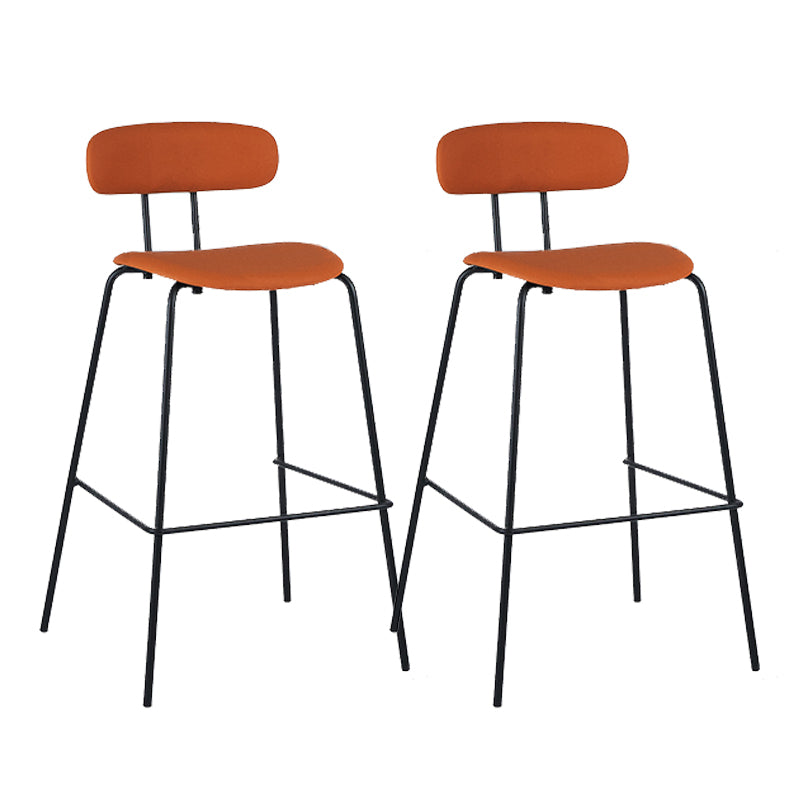 Modern Backrest Armless Counter Stool Leather Upholstered Bar Stool with Metal Base