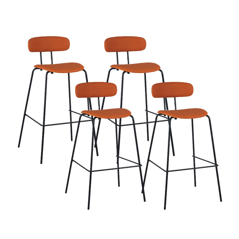 Modern Backrest Armless Counter Stool Leather Upholstered Bar Stool with Metal Base