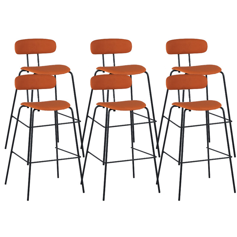 Modern Backrest Armless Counter Stool Leather Upholstered Bar Stool with Metal Base