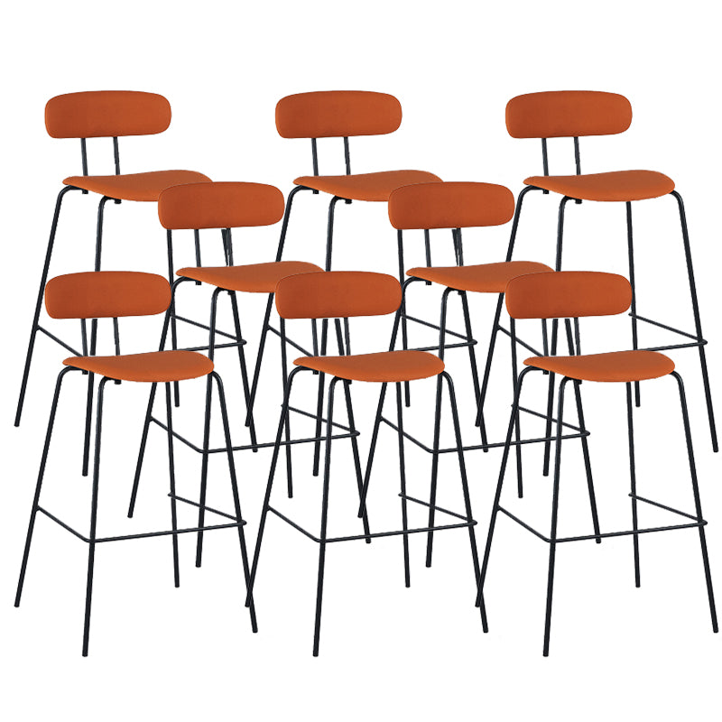 Modern Backrest Armless Counter Stool Leather Upholstered Bar Stool with Metal Base