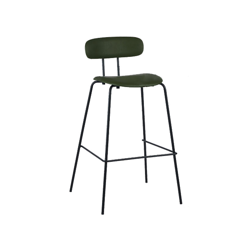 Modern Backrest Armless Counter Stool Leather Upholstered Bar Stool with Metal Base