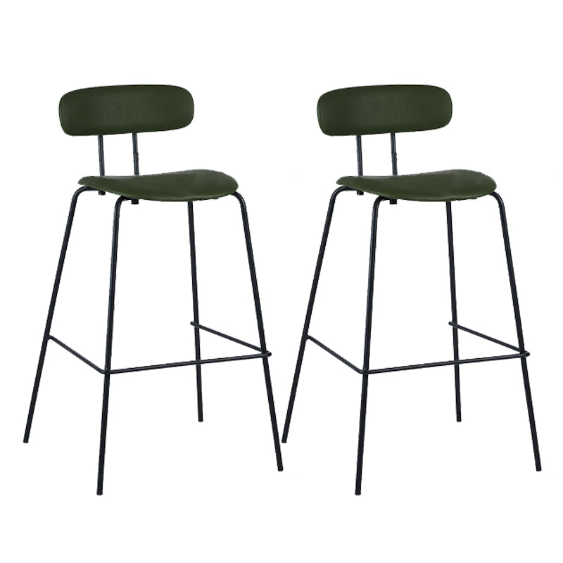 Modern Backrest Armless Counter Stool Leather Upholstered Bar Stool with Metal Base