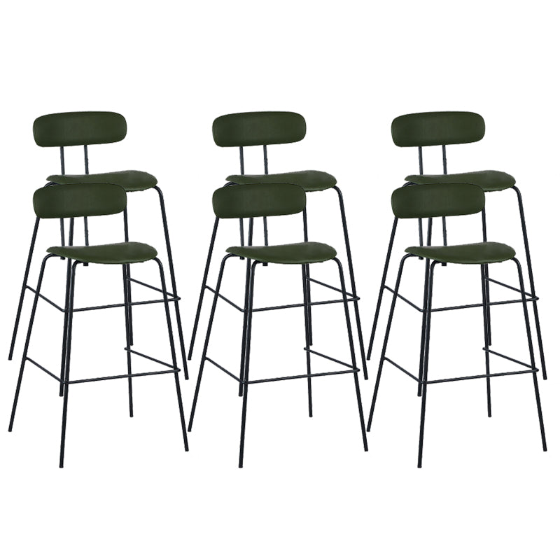 Modern Backrest Armless Counter Stool Leather Upholstered Bar Stool with Metal Base