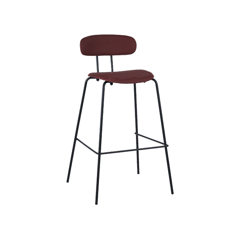 Modern Backrest Armless Counter Stool Leather Upholstered Bar Stool with Metal Base