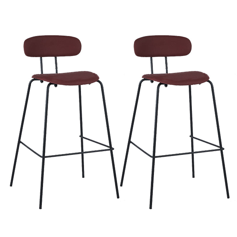 Modern Backrest Armless Counter Stool Leather Upholstered Bar Stool with Metal Base