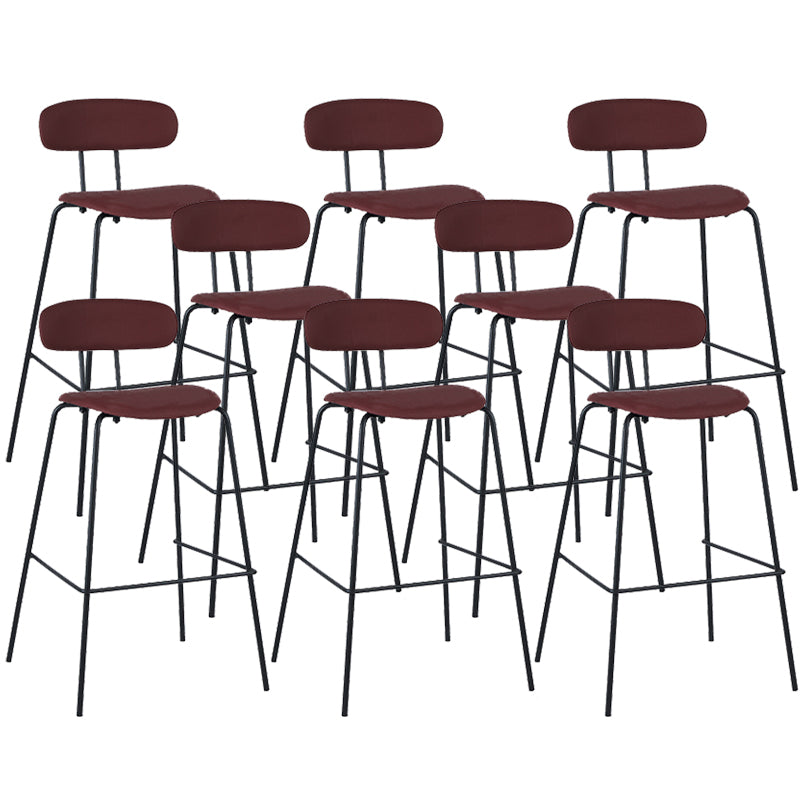 Modern Backrest Armless Counter Stool Leather Upholstered Bar Stool with Metal Base