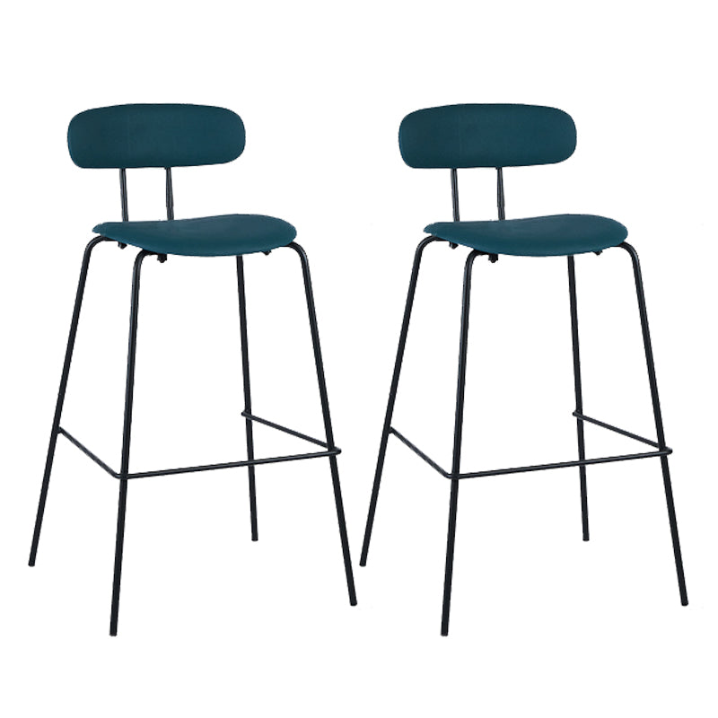 Modern Backrest Armless Counter Stool Leather Upholstered Bar Stool with Metal Base