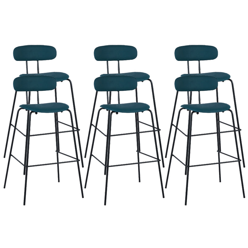 Modern Backrest Armless Counter Stool Leather Upholstered Bar Stool with Metal Base