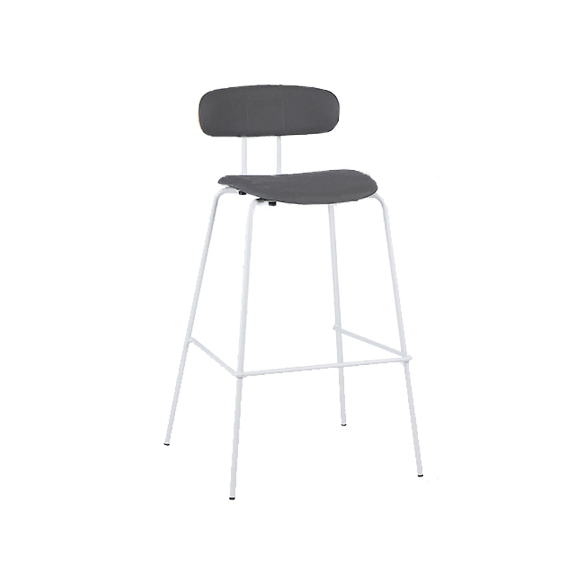 Modern Backrest Armless Counter Stool Leather Upholstered Bar Stool with Metal Base