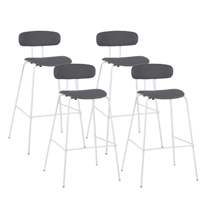Modern Backrest Armless Counter Stool Leather Upholstered Bar Stool with Metal Base