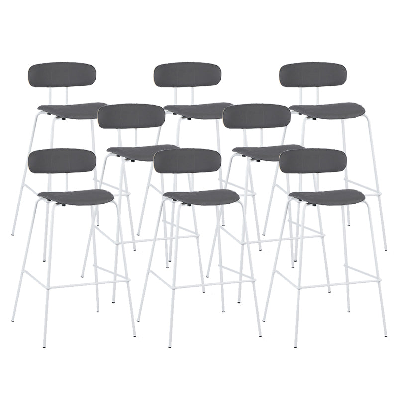 Modern Backrest Armless Counter Stool Leather Upholstered Bar Stool with Metal Base