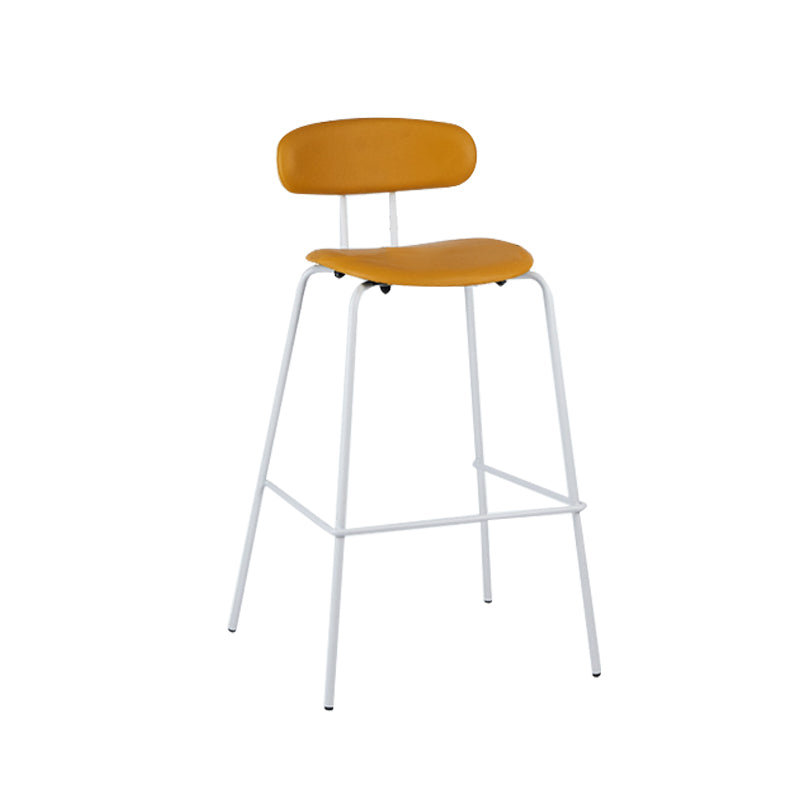 Modern Backrest Armless Counter Stool Leather Upholstered Bar Stool with Metal Base