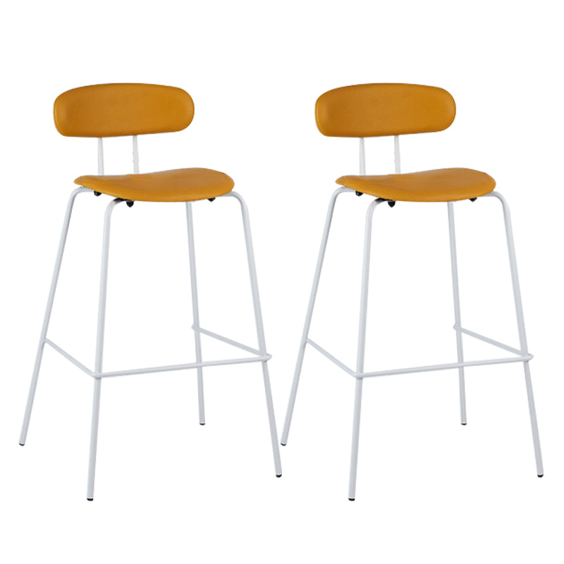 Modern Backrest Armless Counter Stool Leather Upholstered Bar Stool with Metal Base