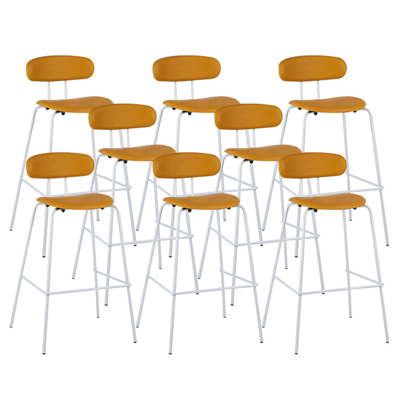 Modern Backrest Armless Counter Stool Leather Upholstered Bar Stool with Metal Base