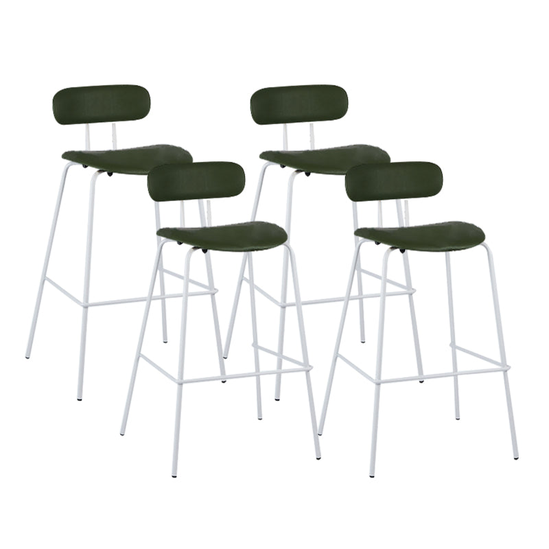 Modern Backrest Armless Counter Stool Leather Upholstered Bar Stool with Metal Base