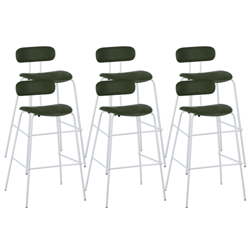 Modern Backrest Armless Counter Stool Leather Upholstered Bar Stool with Metal Base